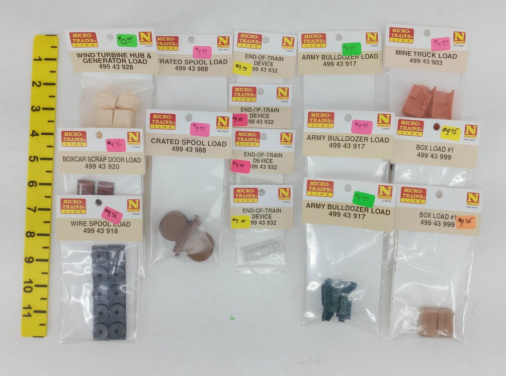 ASSORTED MICRO-TRAINS N SCALE LOADS & END-OF-TRAIN DEVICES, SOME OBS  INV 263331332