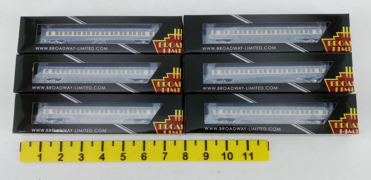 6 BROADWAY LIMITED N SCALE CNJ BLUE COMET 80' PASSENGER COACHES, 6 OBS  INV 263331338