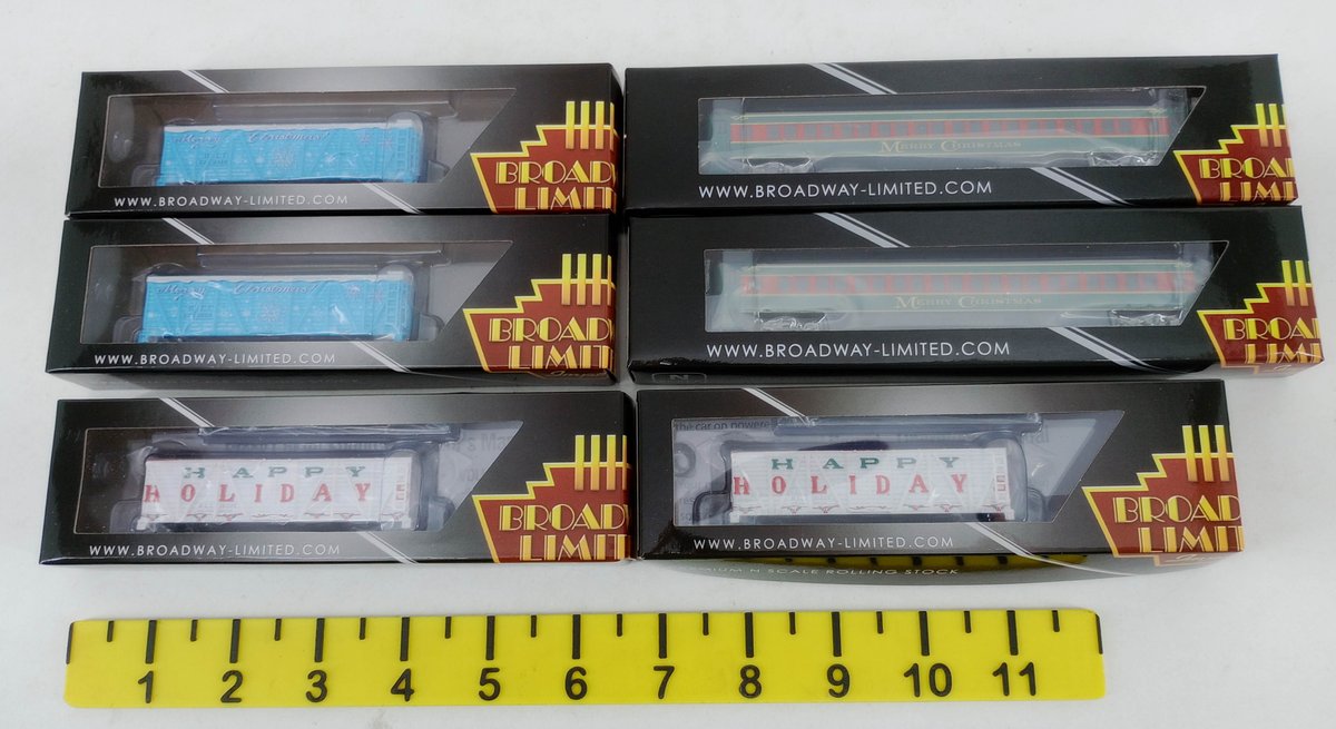 6 BROADWAY LIMITED N SCALE CHRISTMAS STOCK CARS & MERRY CHRISTMAS COACHES, 6 OBS  INV 263331339