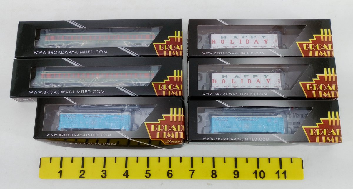 6 BROADWAY LIMITED N SCALE CHRISTMAS & HOLIDAY CARS 6586 6599 6542, 6 OBS  INV 263331337