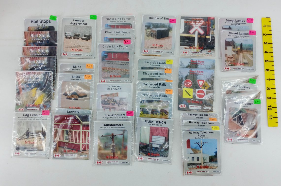 ASSORTED OSBORN MODEL KITS N SCALE DETAIL ACCESSORIES, SEALED PACKAGES  INV 263331354