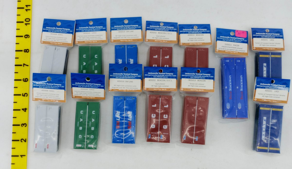 ASSORTED JACKSONVILLE TERMINAL COMPANY N SCALE 40FT & 53FT CONTAINERS, SEALED PACKAGES  INV 263331359