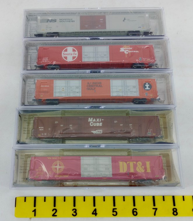 5 TRAINWORX N SCALE 86' AUTO PARTS CARS SANTA FE NS DT&I WCRC ICG, 5 OBS  INV 263331380