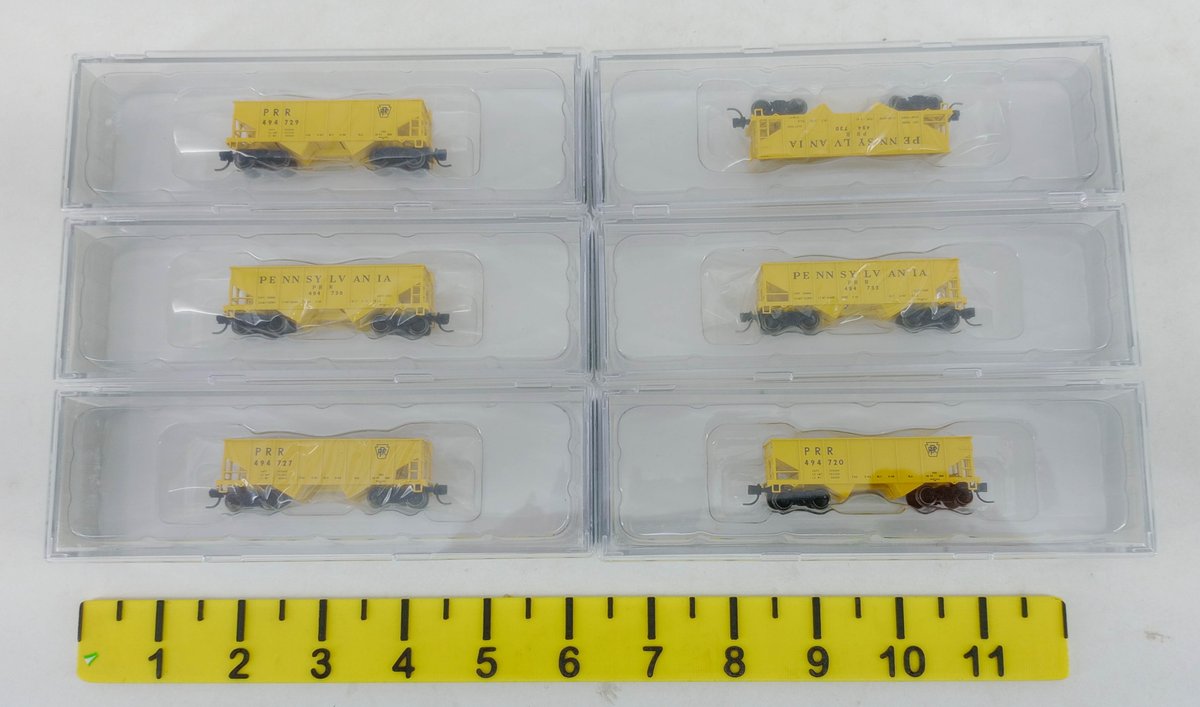 6 BOWSER N GAUGE 38001-38006 PENNSYLVANIA MOW GLA 2-BAY HOPPERS, 6 OBS  INV 263331381