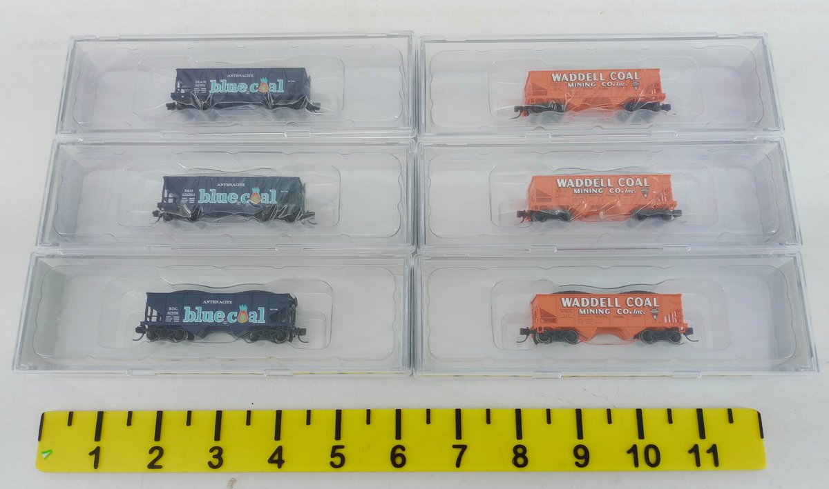 6 BOWSER N SCALE BLUE COAL & WADDELL COAL GLA 2-BAY HOPPERS, 6 OBS  INV 263331383
