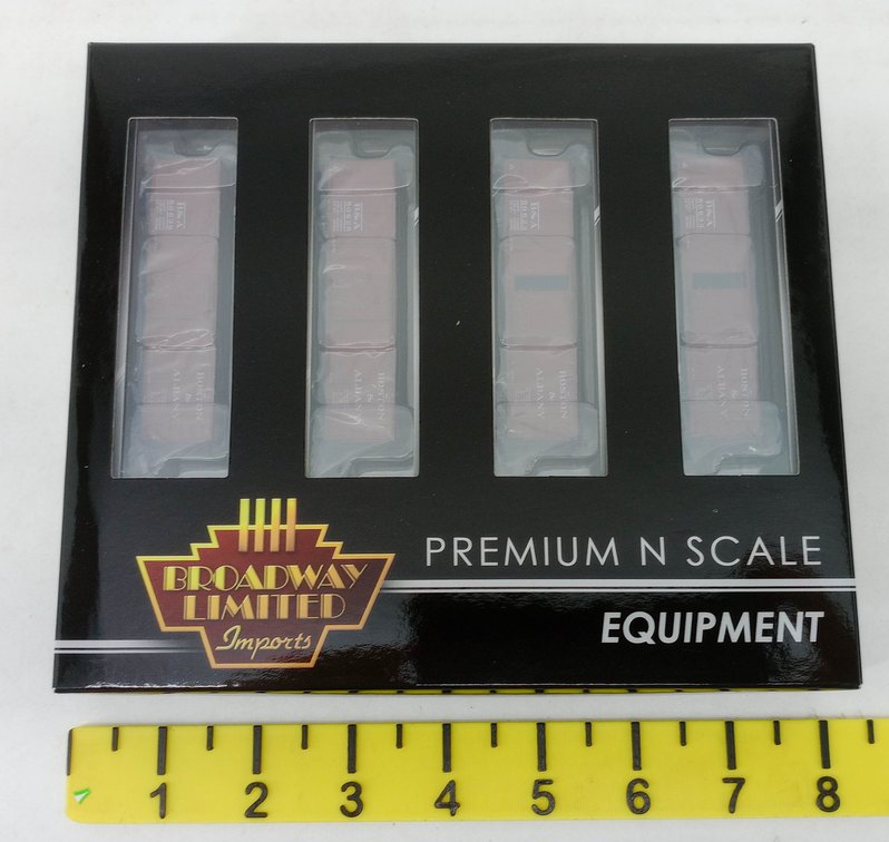 BROADWAY LIMITED N SCALE 3405 B&A BOSTON & ALBANY 4 STEEL BOX CARS, OB  INV 263331392