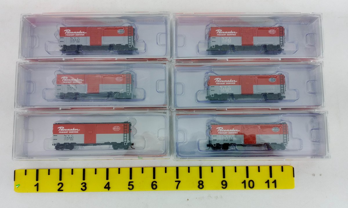 6 INTERMOUNTAIN N SCALE NYC PACEMAKER 40FT BOXCARS, 6 OBS  INV 263331396