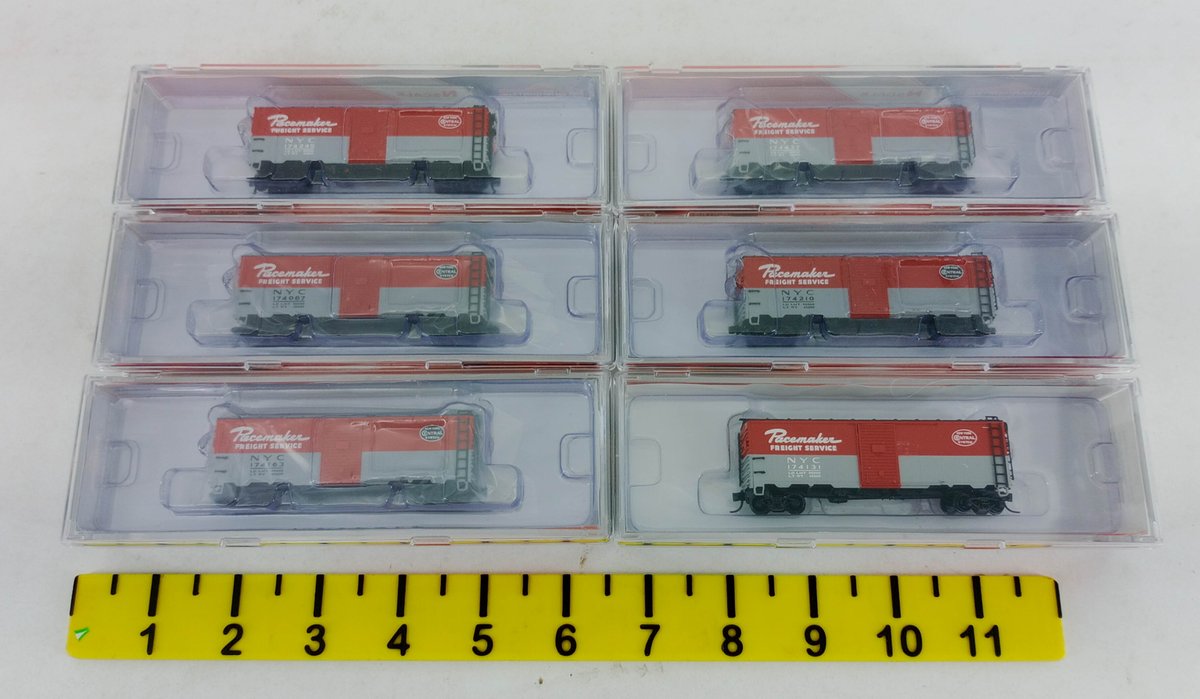 6 INTERMOUNTAIN N SCALE NYC PACEMAKER 40FT AAR BOXCARS, 6 OBS  INV 263331395