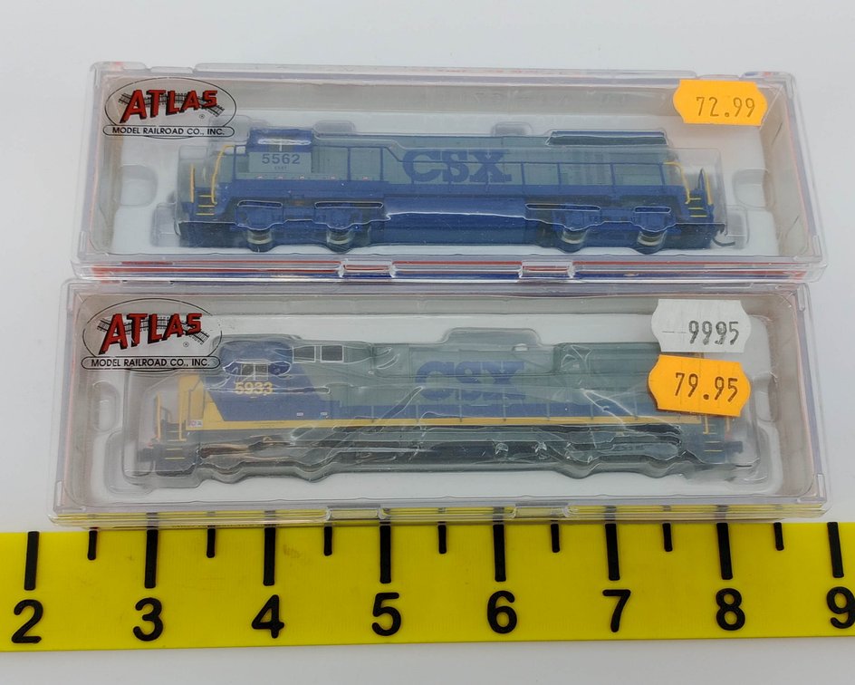2 ATLAS N SCALE CSX 48710 DASH 8-40B & 49913 B30-7 LOCOMOTIVES, 2 OBS  INV 263331414