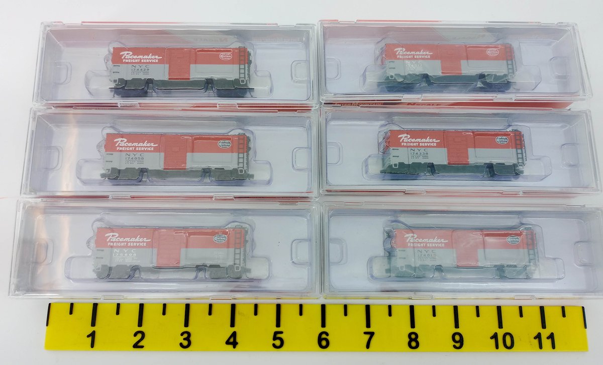6 INTERMOUNTAIN N SCALE NYC PACEMAKER 40' AAR BOXCARS, 6 OBS  INV 263331445
