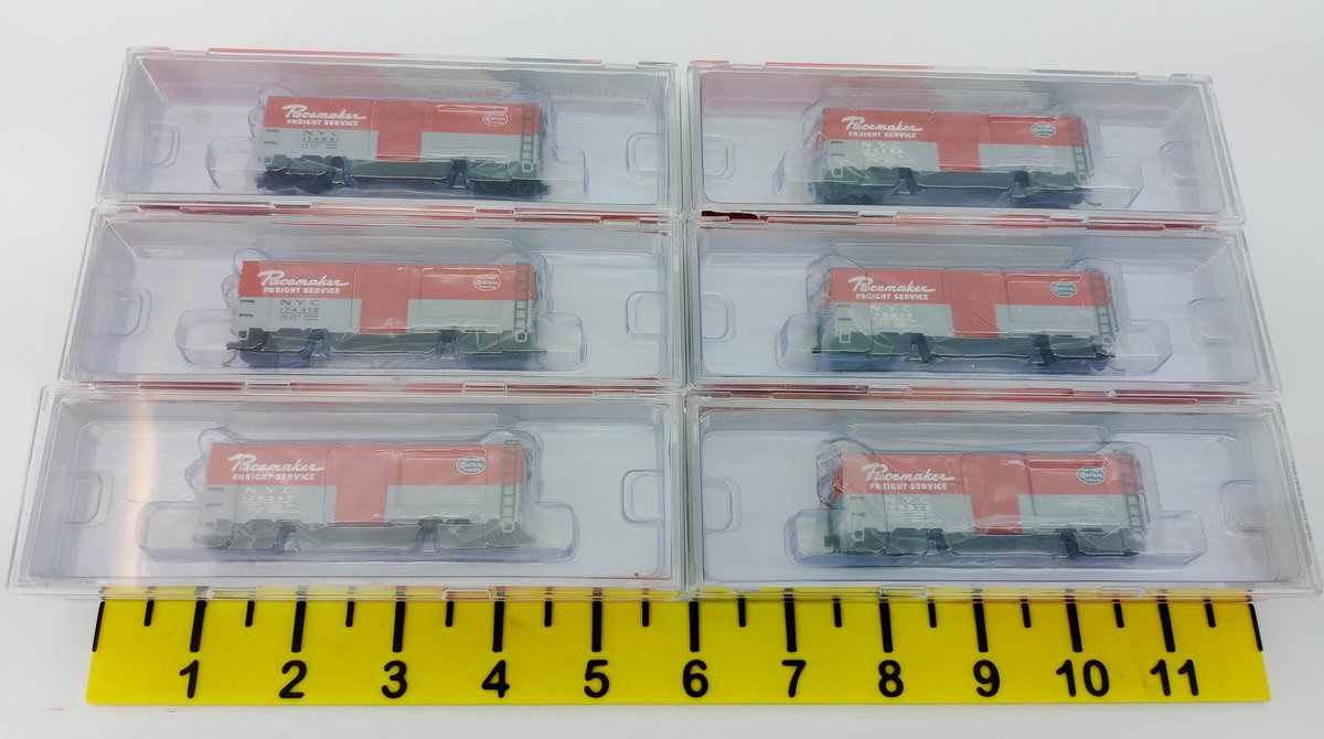 6 NYC PACEMAKER FREIGHT SERVICE 40FT N SCALE BOXCARS, 6 OBS  INV 263331444