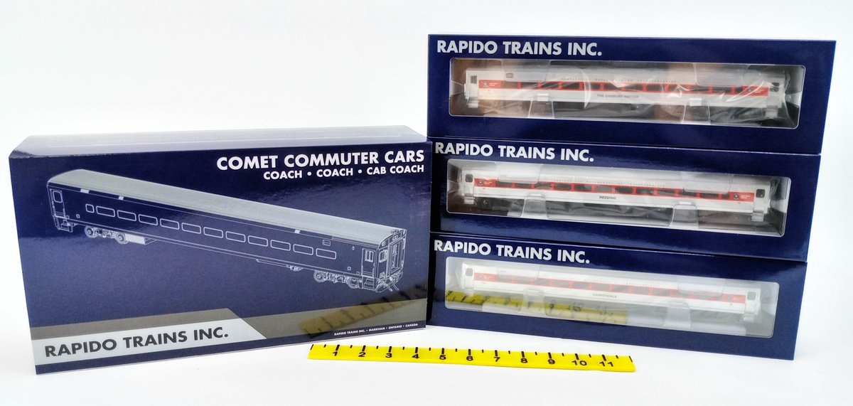 3 RAPIDO TRAINS HO GAUGE 128505 CDOT CONNECTICUT COMET COMMUTER CARS, 3 OBS  INV 263331457
