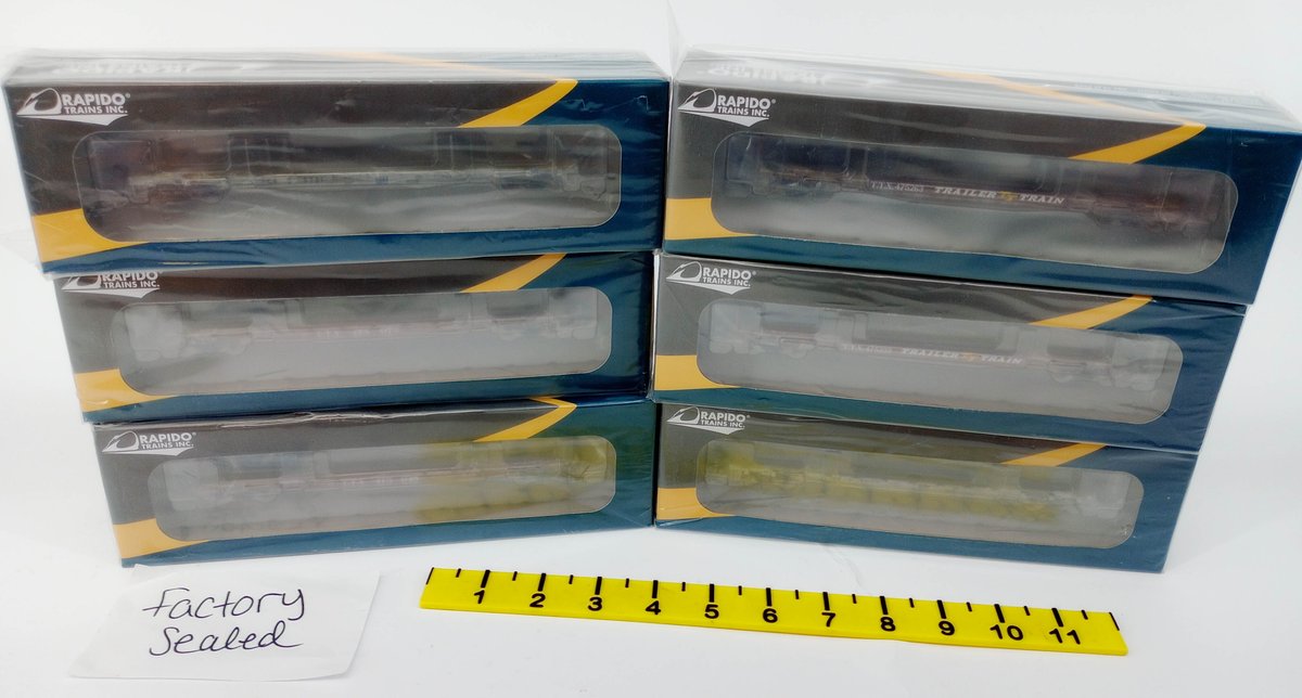 6 RAPIDO  HOTTX TRAILER TRAIN F30D FLAT CARS, 6 OBS FACTORY SEALED  INV 263331462