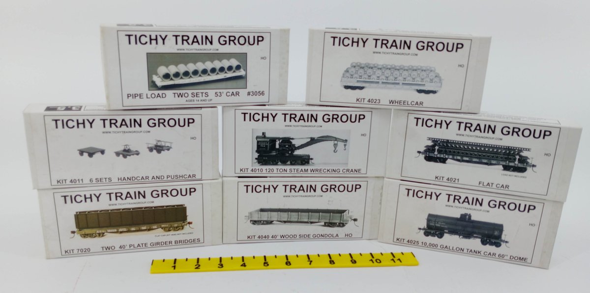 8 TICHY TRAIN GROUP HO SCALE ASSORTED CAR & BRIDGE KITS, 8 OBS, FACTORY SEALED  INV 263331474