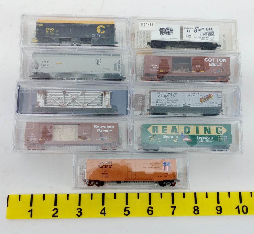 9 MIXED MICRO-TRAINS N SCALE FREIGHT CARS, 9 OBS  INV 263331515