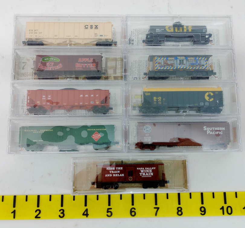 9 MICRO-TRAINS N SCALE ASSORTED FREIGHT CARS & CABOOSES 9 OBS  INV 263331516