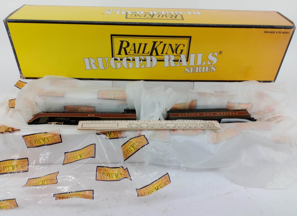 MTH RAILKING O GAUGE 30-4184-1E NORFOLK & WESTERN 4-8-4 BANTAM J STEAM ENGINE & TENDER, OB  INV 263420002