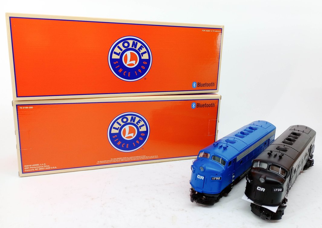 LIONEL O GAUGE 6-85216 CONRAIL LEGACY F7 AA DIESEL LOCOMOTIVES #1792 & #1730, 3 OBS  INV 263420007