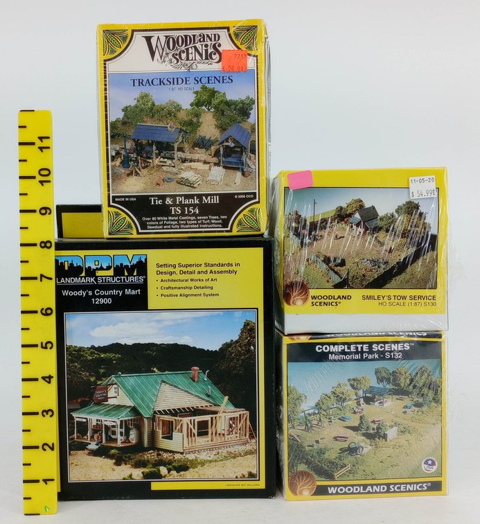 4 WOODLAND SCENICS & DPM HO SCALE BUILDING & SCENERY KITS, 4 OBS NNC  INV 263430011