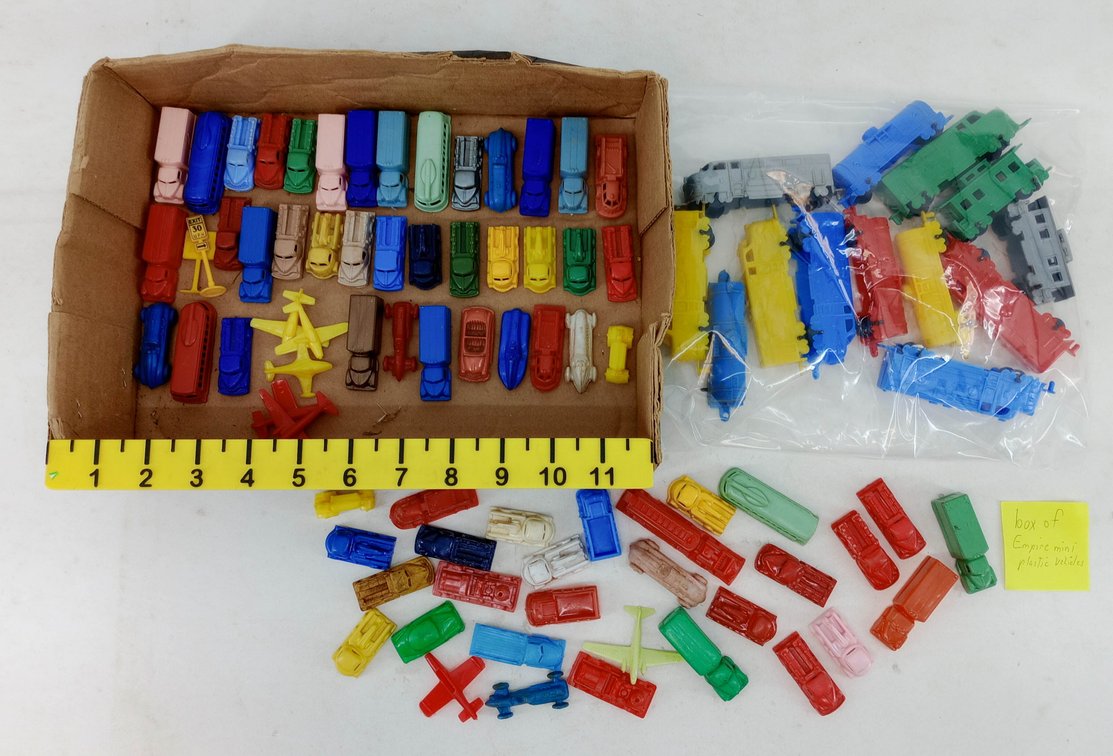 ASSORTED EMPIRE MINI PLASTIC VEHICLES CARS TRUCKS BUSES AIRPLANES & TRAINS  INV 263470008