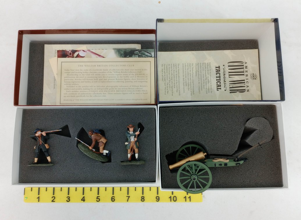2 W BRITAIN TOY SOLDIER SETS AMERICAN MINUTEMEN 17222 & UNION CANNON 17227 2 OB  INV 263480012