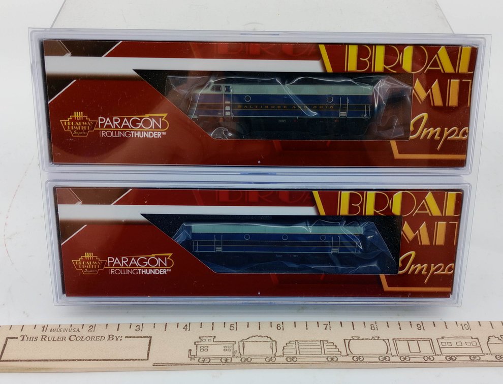 2 BROADWAY LIMITED 3783A/B B&O EMD F3 A/B DIESEL LOCOMOTIVES, N SCALE, 2 OBS  INV 263331531