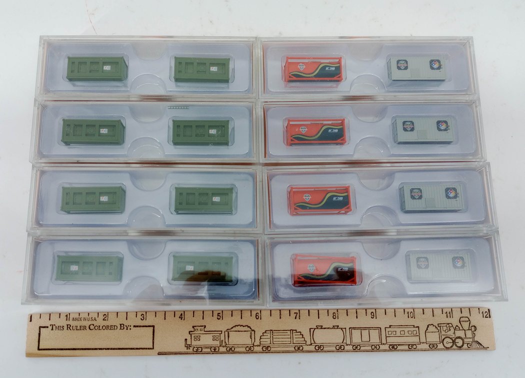 8 JTC MODEL TRAINS N SCALE NORFOLK SOUTHERN & USAU MILITARY CONTAINER SETS, 8 OBS  INV 263331543