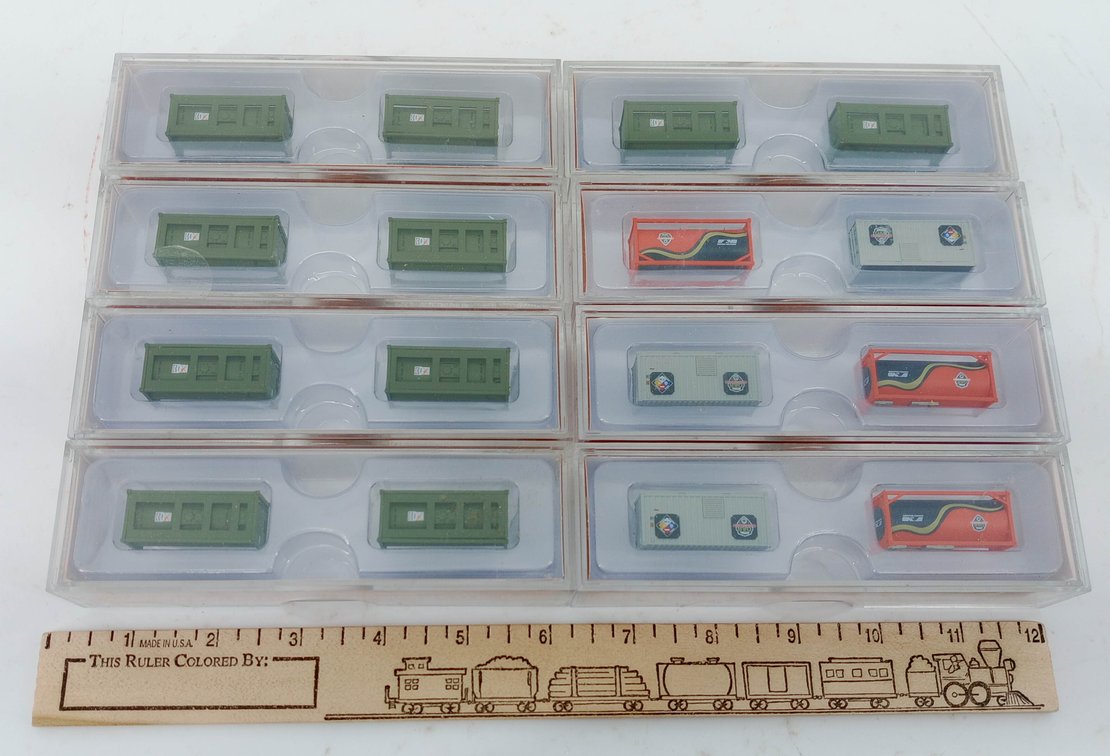 8 JTC MODEL TRAINS N SCALE MILITARY USAU & NORFOLK SOUTHERN 20FT CONTAINERS, 8 OBS  INV 263331545