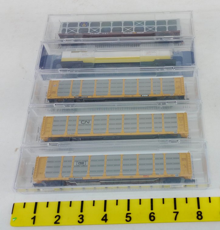 5 MICRO-TRAINS N SCALE AUTORACKS & NASA HYDROGEN CAR, 5 OBS  INV 263331597
