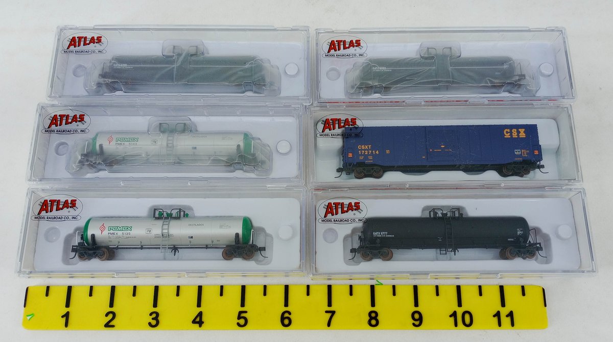 6 ATLAS N SCALE GATX & PEMEX TANK CARS & CSX BOXCAR, 6 OBS  INV 263331603