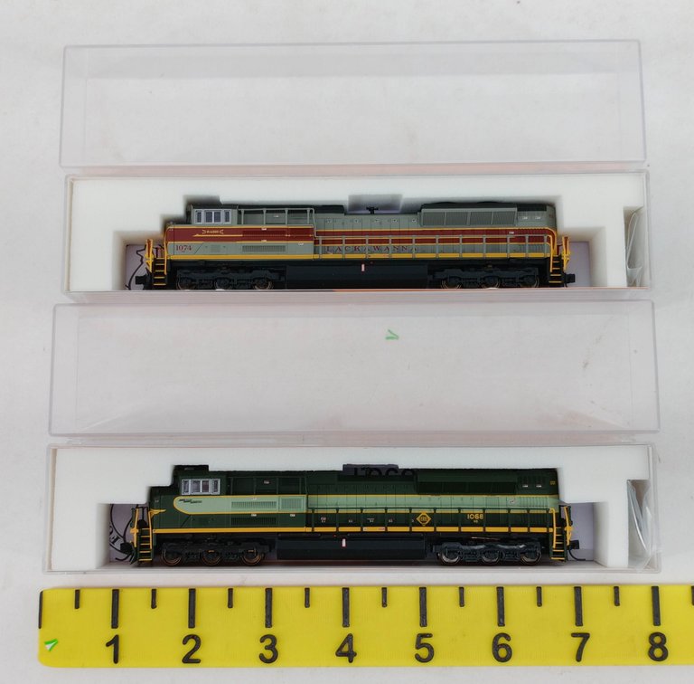 2 FOX VALLEY MODELS N GAUGE FVM 71160 & 71154 LACKAWANNA & ERIE SD70ACE LOCOMOTIVES, 2 OBS  INV 263331606