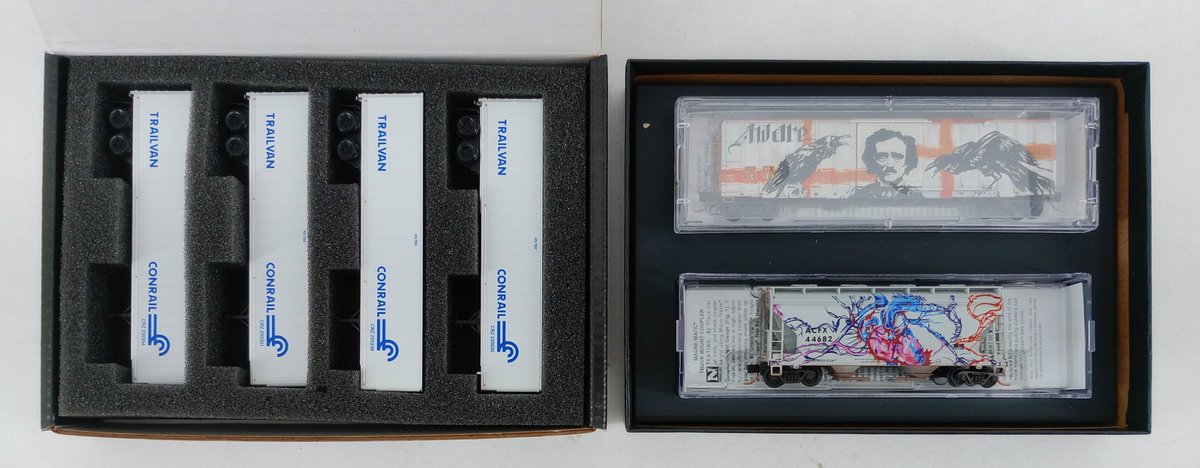 MICRO-TRAINS N SCALE 4 CONRAIL TRAILVAN TRAILERS 993 02 227 & TELL-TALE HEART GRAFFITI 2-PACK, 2 OBS  INV 263331627