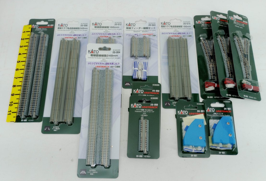 ASSORTED KATO UNITRACK N GAUGE STRAIGHT TRACK, WYE TURNOUTS & SWITCHES, SOME OBS  INV 263331629
