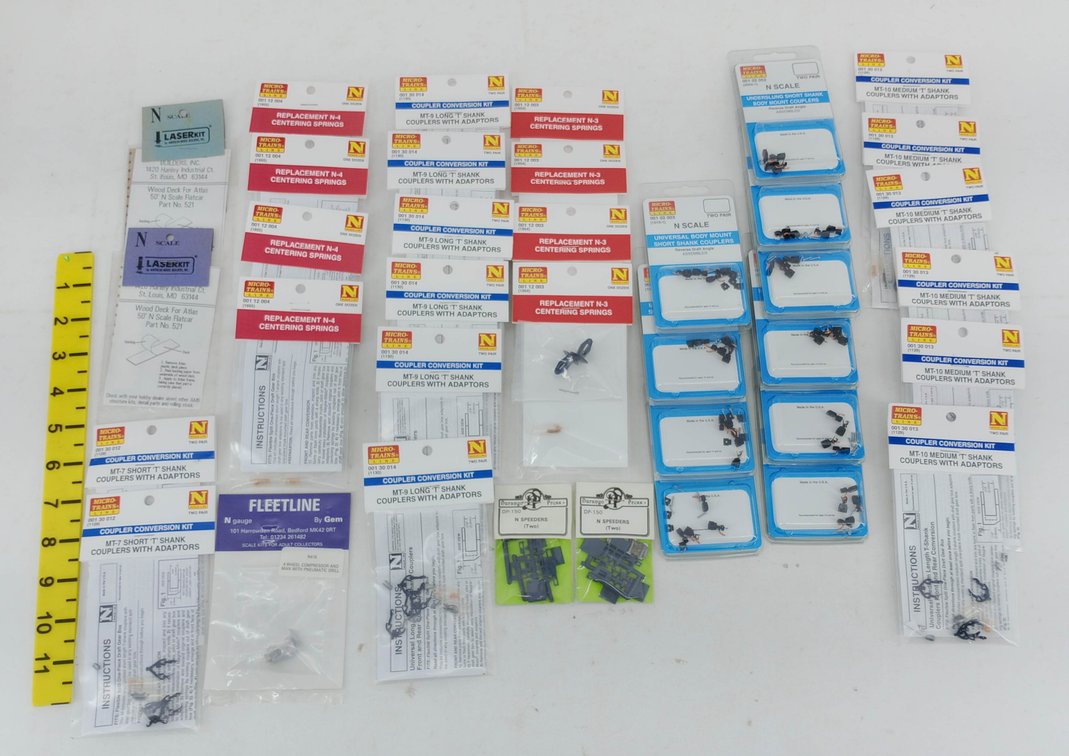 ASSORTED MICRO-TRAINS N SCALE COUPLER CONVERSION KITS & CENTERING SPRINGS, PACKAGED  INV 263331630