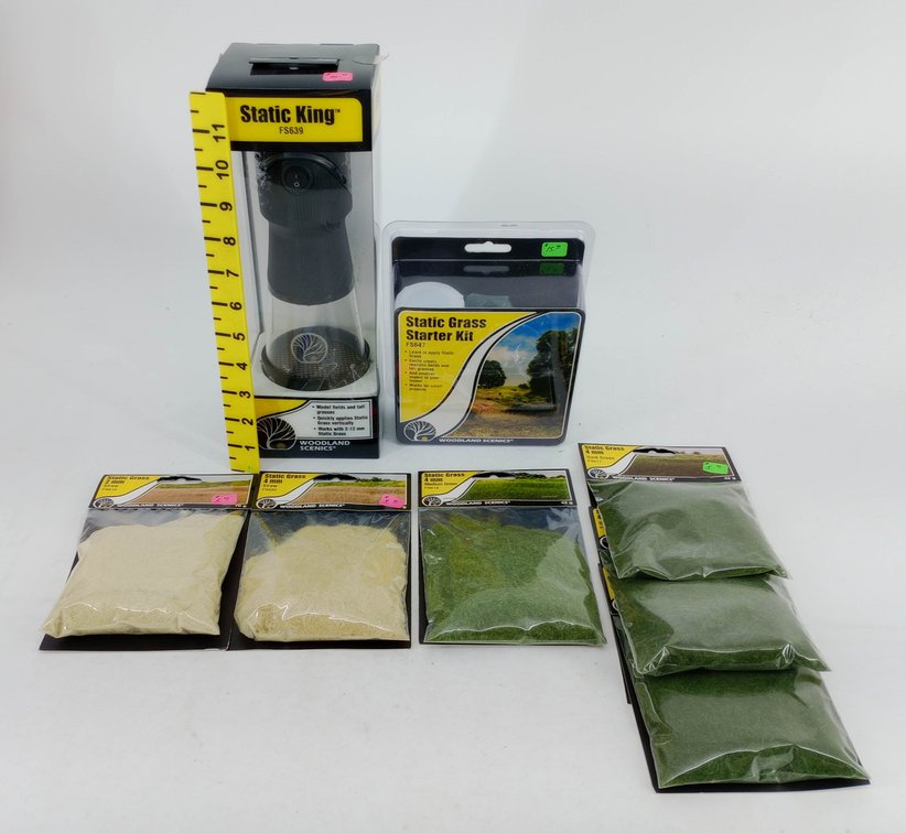 WOODLAND SCENICS STATIC KING FS639, STARTER KIT FS647 & 6 STATIC GRASS BAGS, OBS  INV 263331638
