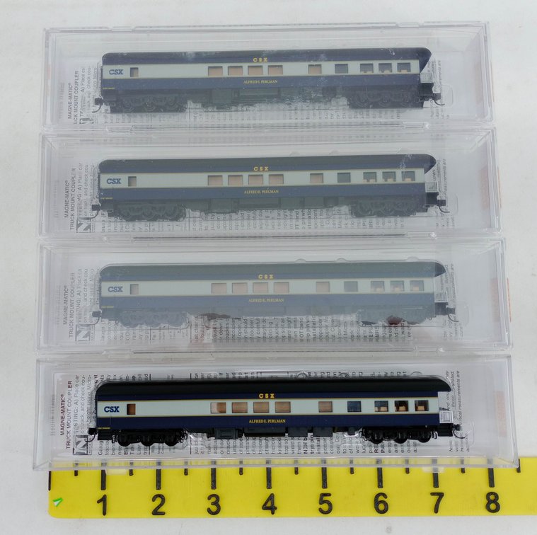 4 MICRO-TRAINS N SCALE 144 00 850 CSX HEAVYWEIGHT BUSINESS CARS W/ BALLOON ROOF, 4 OBS  INV 263331650