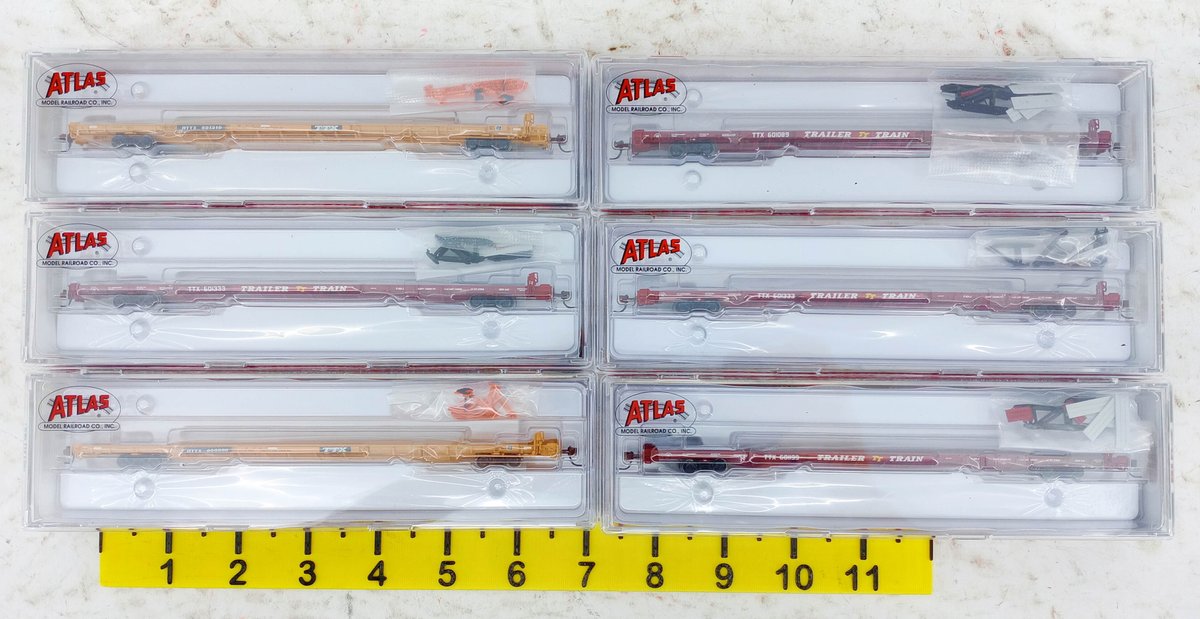 6 ATLAS N F89J TTX TRAILER TRAIN FLAT CARS, 6 OBS  INV 263331662