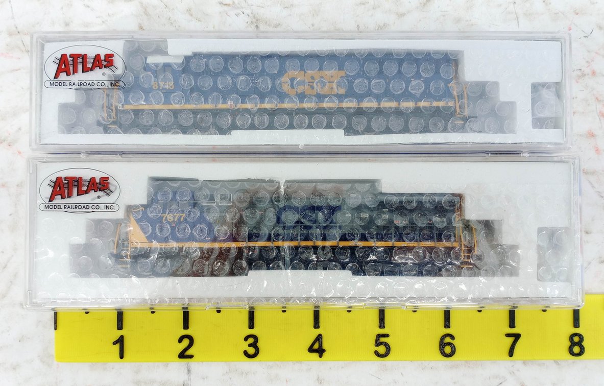 2 ATLAS N SCALE CSX 49142 SD-60 & 54975 DASH 8-40CW LOCOMOTIVES, 2 OBS  INV 263331665