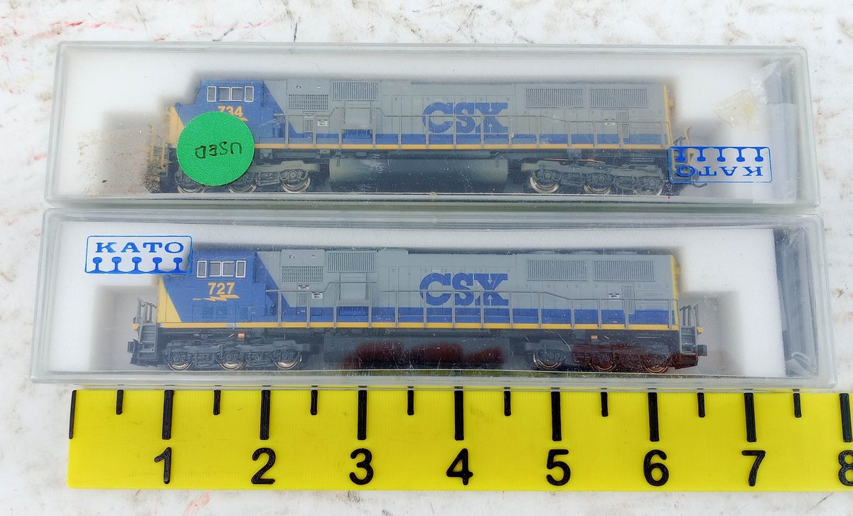 2 KATO N SCALE 176-6307A & 176-6308 CSX SD70MAC DIESEL LOCOMOTIVES, 2 OBS  INV 263331670