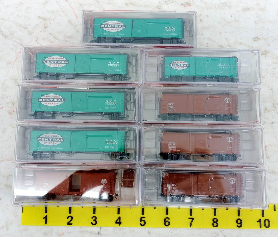 9 N SCALE NYC, B&M & WESTERN MARYLAND BOXCARS, 9 OBS  INV 263331674