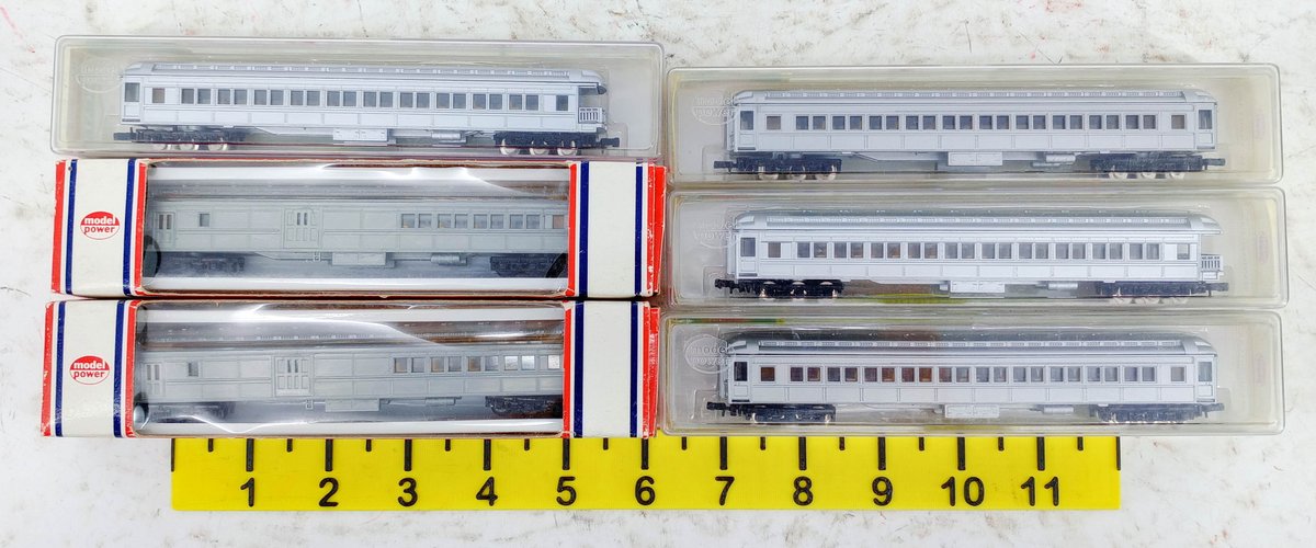 6 MODEL POWER N SCALE 8615 COACH, 8632 OBSERVATION & 8622 SILVER PASSENGER CARS, 6 OBS  INV 263331678
