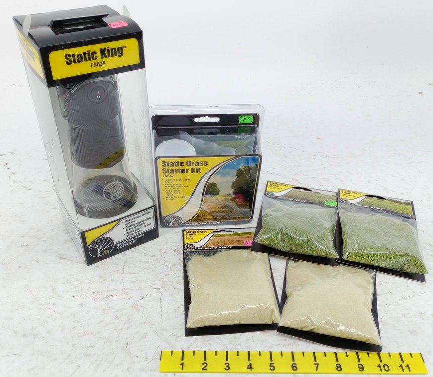 WOODLAND SCENICS STATIC KING FS639 APPLICATOR & 5 STATIC GRASS PACKS W/ STARTER KIT, OBS  INV 263331679