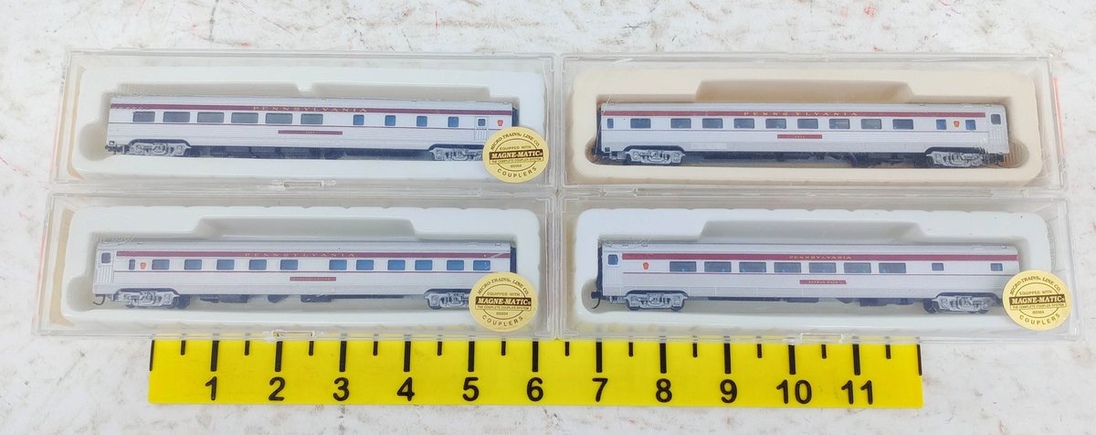 4 CON-COR N SCALE PENNSYLVANIA BUDD PASSENGER CARS, 4 OBS  INV 263331684