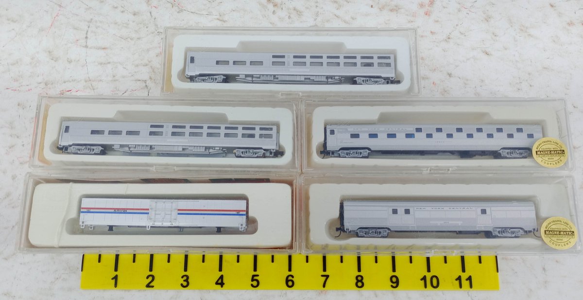 5 CON-COR N SCALE NYC & AMTRAK PASSENGER CARS & BOXCAR, 5 OBS  INV 263331687
