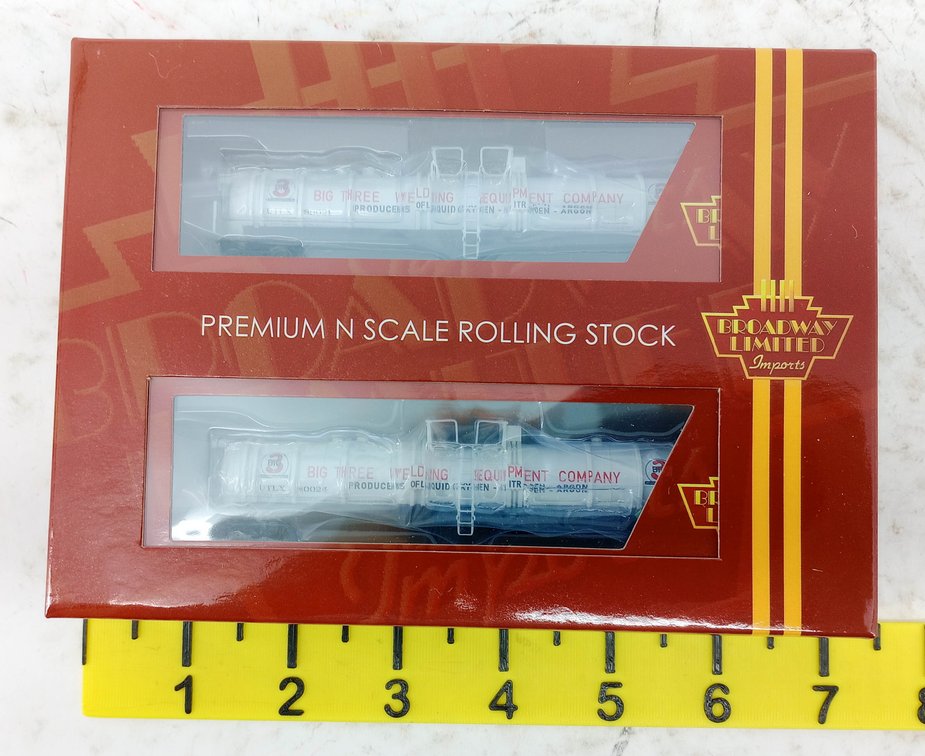 2 BROADWAY LIMITED N SCALE 3722 BIG THREE INDUSTRIES CRYOGENIC TANK CARS, OB  INV 263331723