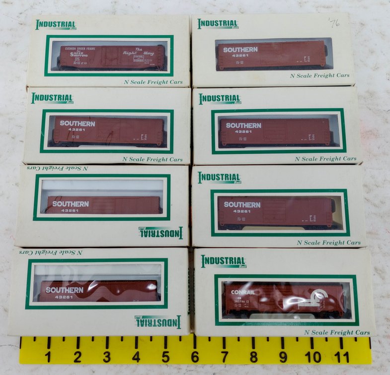 8 INDUSTRIAL RAIL N SCALE SOUTHERN, CONRAIL & CENTRAL OF GEORGIA BOXCARS, 8 OBS  INV 263331738