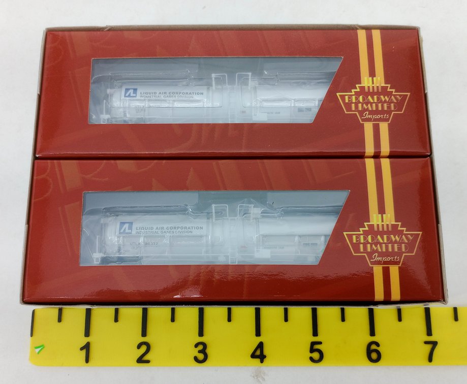 BROADWAY LIMITED N SCALE 3725 LIQUID AIR CORP CRYOGENIC TANK CARS, 2-PACK, OB  INV 263331746