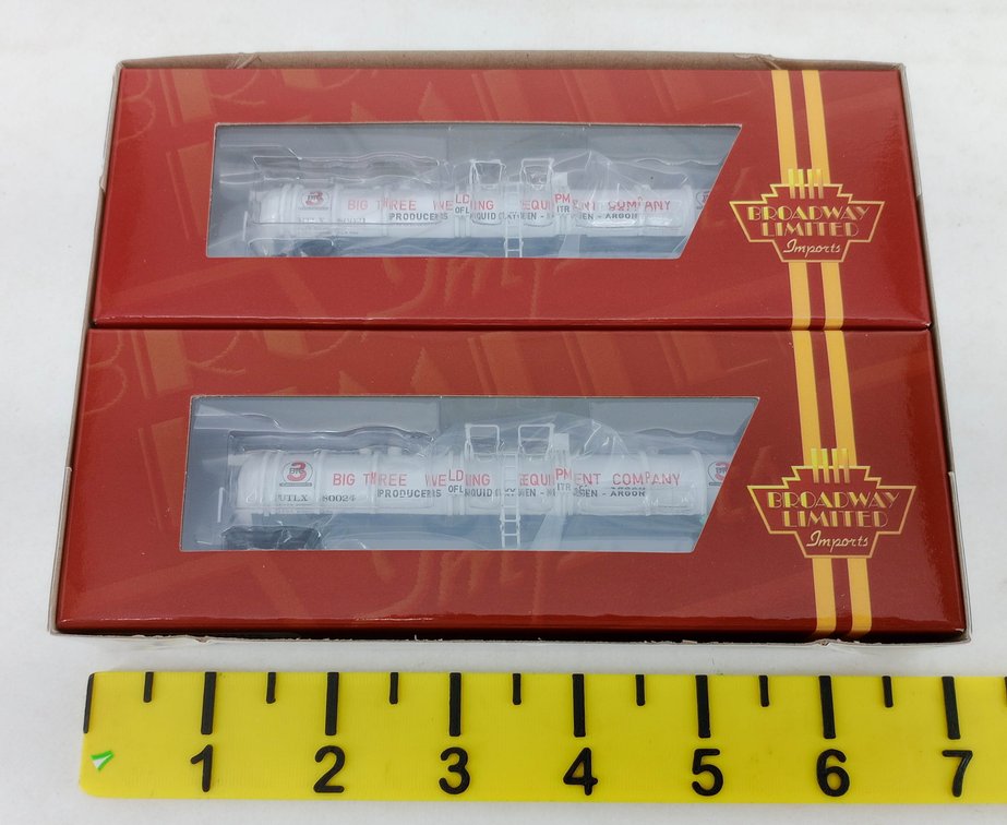 BROADWAY LIMITED 3722 BIG THREE INDUSTRIES 2 CRYOGENIC TANK CARS N SCALE, OB  INV 263331744