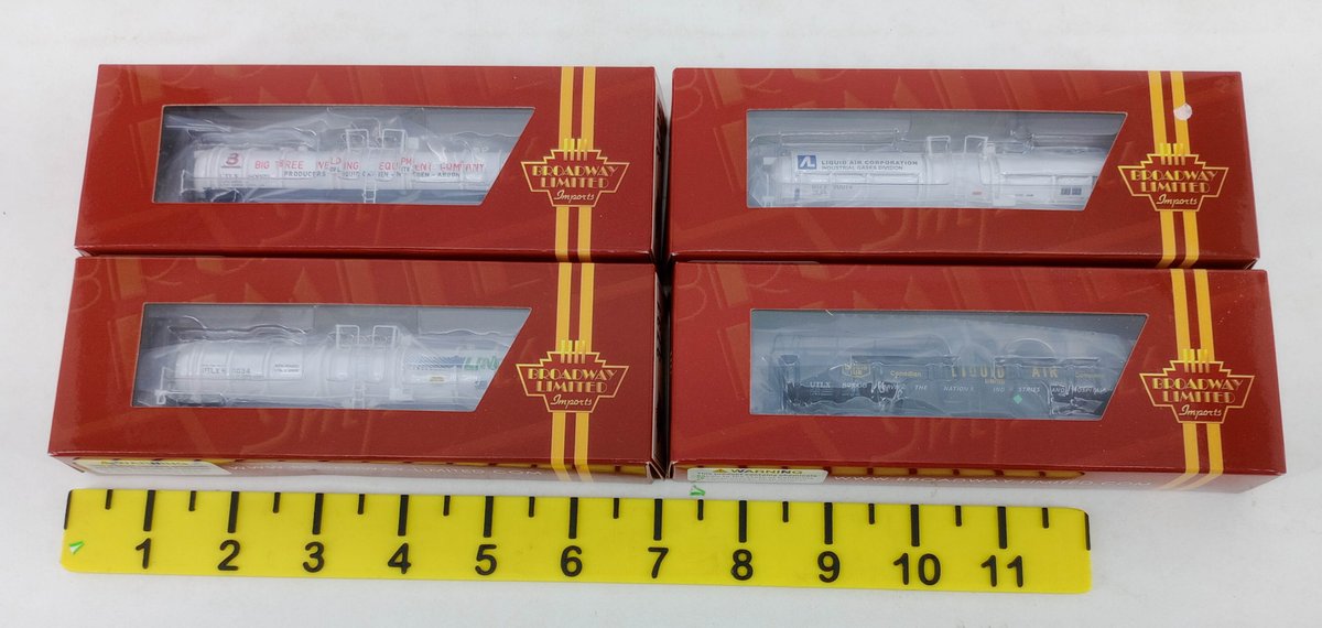 4 BROADWAY LIMITED N SCALE 3729-3732 CRYOGENIC TANK CARS, 4 OBS  INV 263331751