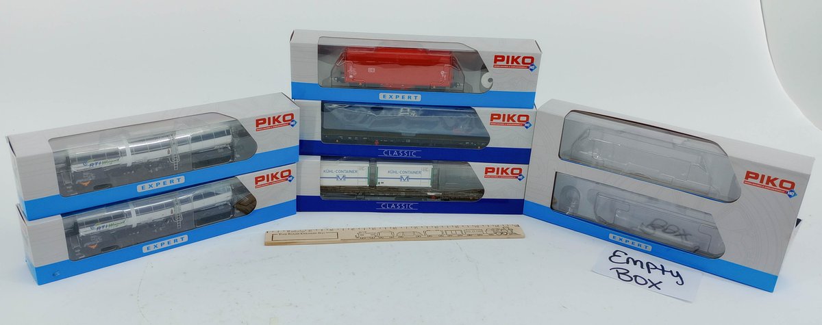 5 ASSORTED PIKO HO FREIGHT CARS & TANK CARS SOME OBS, 1 EMPTY BOX  INV 263331832